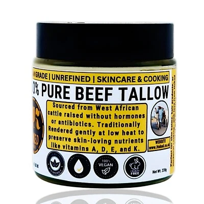 HUKED 100% Pure Beef Tallow – Cream Grade | Unrefined | Skin, Hair & Cooking - 120ml