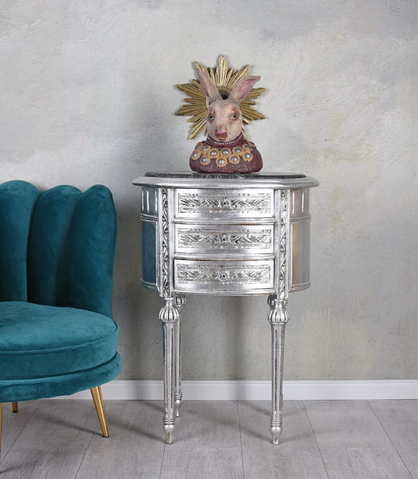 Barockkommode Kommode Rokoko Nachtkonsole Marmorplatte Nachttisch Marmorplatte - Bild 4 von 4