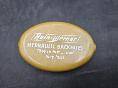 Vintage Hein-Werner Hydraulic Backhoe Rubber Squeeze Gold Coin Purse Advertising