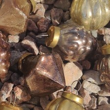 Set of 24 Gold  Brown Mini Antique Vintage Style Kugel Mercury Glass Ornaments