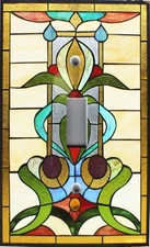 ART NOUVEAU STAINED GLASS BROWN 4 tiffany image Light Switch Wallplate Outlets