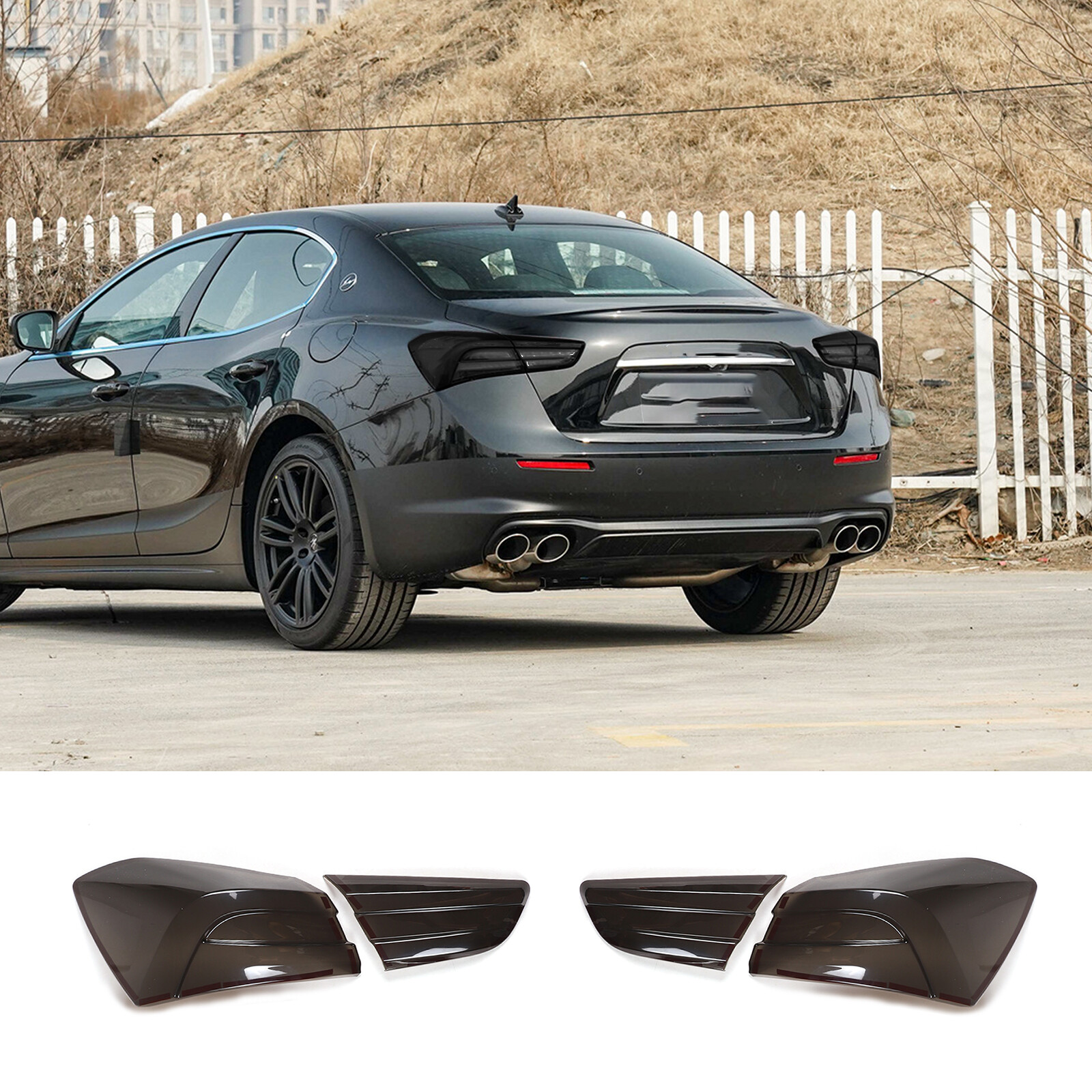Smoked Tail Light Cover Overlay Blackout Len Fits Maserati Ghibli 2021-2024