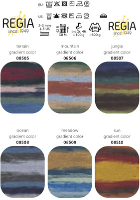 (150,00 /kg) *Merino Yak Color* Regia 4 f. Premium Pullover- Sockenwolle 100g