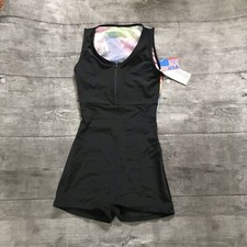 NWT Baltogs Biketard Zip Front Extra Small Rainbow Splotch Dance Gymnastics