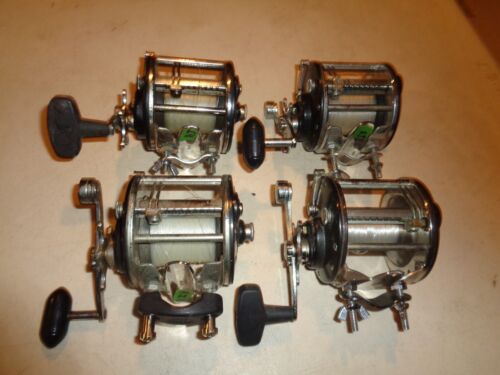 4 Penn 209 Levelwind Fishing Reels, Black Side Plates, Black Swirl Handles, RH, - Picture 2 of 11