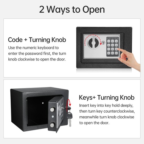 Bisofice Home Safes Fireproof Waterproof Box with Keypad and 2pcs Spare P0Y0 - Picture 12 of 12