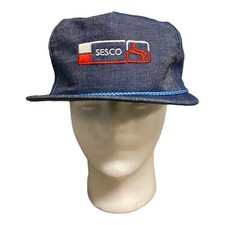 VTG Cherokee Cap Company Denim Hat Rope Sesco Made In USA Rusk Texas