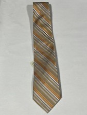 Mens Giorgio Cosani Bronze Blue Stripe Pattern Tie Pure Silk Hand Made NEW