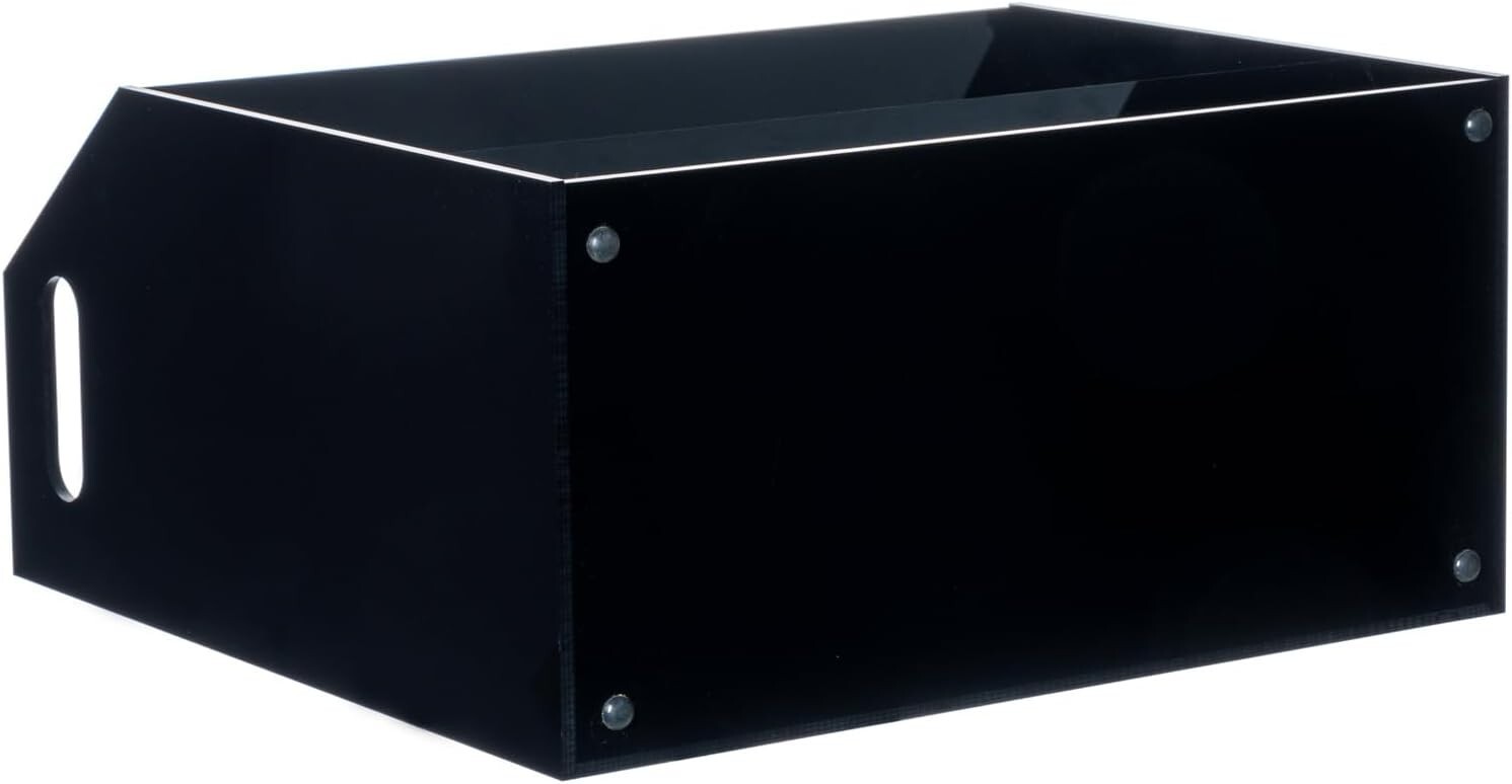 2 Tier Black Acrylic Cassettes Holder w/ Carrying Handles, Cassette Storage