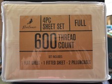 NEW Paloma 4 Piece Full Sheet Set 600 Thread Count Flat Sheet Fitted Sheet...