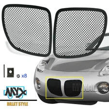 Black Mesh Grille Combo for 2006-2009 Pontiac Solstice Front Main Upper Grill