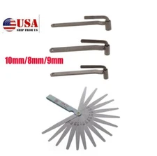 3PCS Motorcycle Engine Valve Screw Adjustment Tool Wrench & 0.02-1 Feeler Gaug