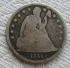 1841 Seated Liberty Silver Dollar Early Rare Key Date Type Coin Mintage 173,000