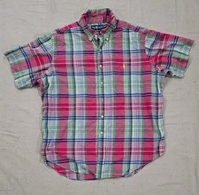 Vintage Ralph Lauren Shirt Men 2XL Pink Plaid Button Down Embroidered Pony