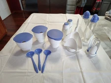 TUPPERWARE KITCHEN CADDY CONDIMENT SERVERS DISPENSER 19 PIECE SET