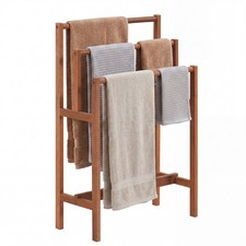 Free Standing Towel Rack, 3-Tier Solid Wood Blanket Rack, Floor Blanket Holder