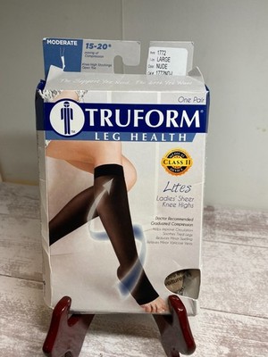 TRUFORM LEG HEALTH LITES SHEER KNEE HIGH STOCKINGS Size Large Nude 15-20 mmhg