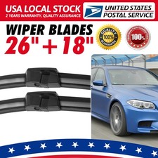 Front Windscreen Flat Window 18” 26” Wiper Blades Set For BMW 5 Series F10 F11