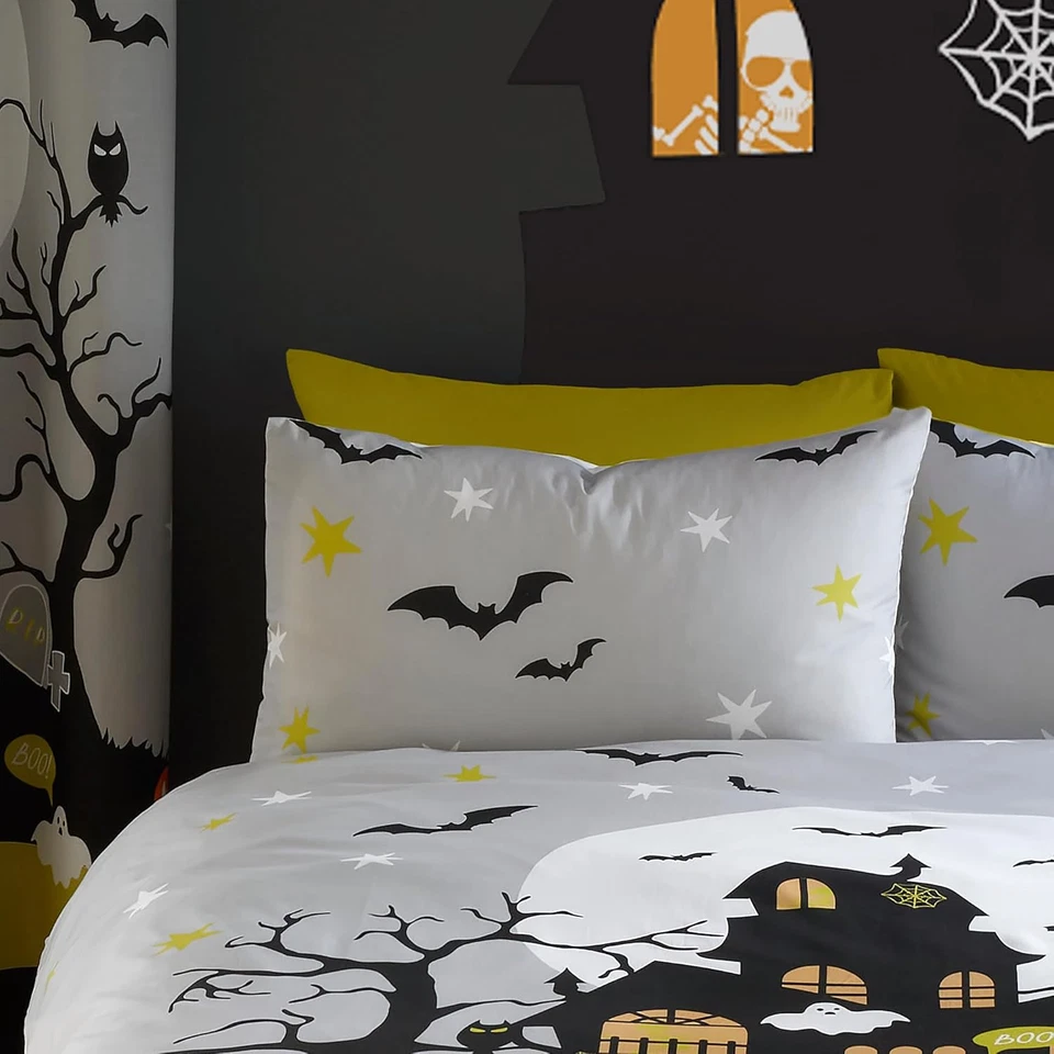 Copriletto Halloween Casa Infestata Singolo (140 X 200Cm) - Copriletto Luminoso - Immagine 2 di 4