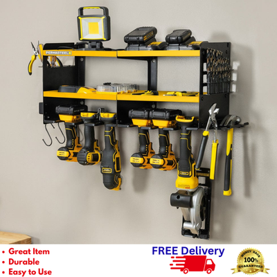 #ad 6 Bay Power Tool Organizer Wall Mount Charging Station Heavy Duty Garage Storage $98.75