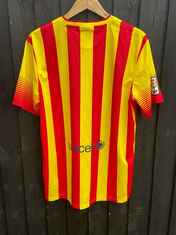 Rare Mens NIKE FC BARCELONA AWAY FOOTBALL SHIRT 2013-14 532823-703 Jersey Top L - Image 2 of 4
