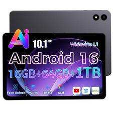RebotAi 2026 Tablet 10,1 Zoll Android 16 mit Gemini AI, Zoll, grau