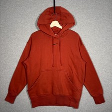 Nike Phoenix Fleece Hoodie Womens XS Burnt Orange Oversized Pullover Sweatshirt