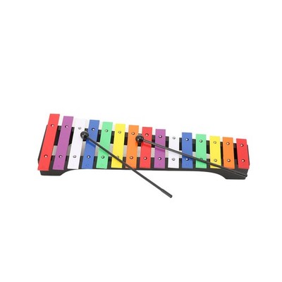 15-Note Glockenspiel Xylophone Colorful Aluminum Bars with 2x Mallets