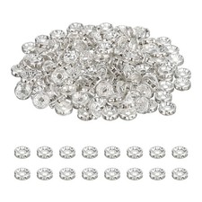 8mm Rondelle Spacer Bead, 200 Pcs Rhinestone Loose Bead, Silver