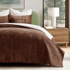 Velvet Quilt Set Queen Size, Luxurious Soft Quilted Bedding Sets, Lightweight...