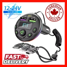 Bluetooth 5.0 FM Adapter Car MP3 Transmitter Audio Receiver 3-in-1 Power Charger