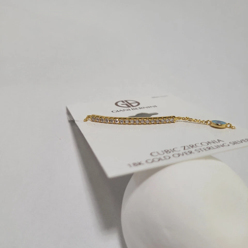 Pulsera Giani Bernini Circonita Cúbica Lineal Mal de Ojo Chapada en Oro 18k Plata NUEVO Foto 4 de 4