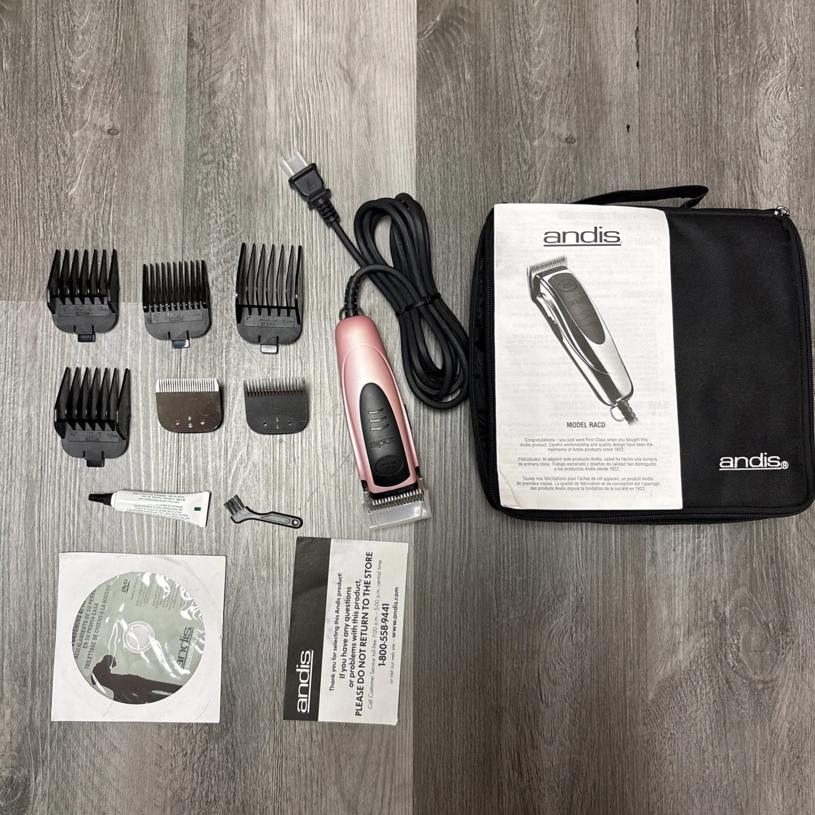 Andis Pink EasyClip Versa Clipper Pet Grooming Kit With Storage Case Unused