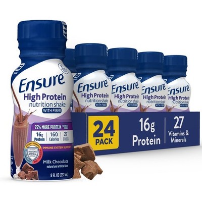 Ensure High Protein Bottled Milk Chocolate Nutrition Shake with Fiber, Ready...