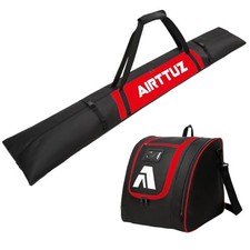 Ski Bag and Boot Bag Combo, Water-Resistant Ski Boot Travel Bag Fit blk/red