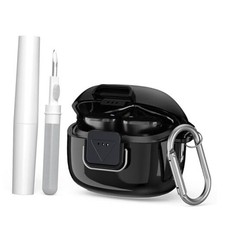 for JBL Tune Buds 2 Case Cover with Carabiner Cleaning Pen Kit,Double Black