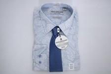 Nick Graham Men's Stretch Modern Fit Paisley Dress Shirt Light Blue L-L