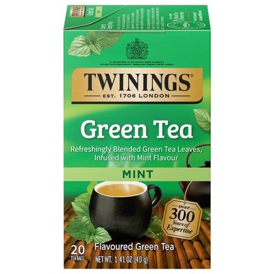 TWININGS TEA, TEA,GREEN,MINT 20 BAG 20 Count (Pack of 1), No Color