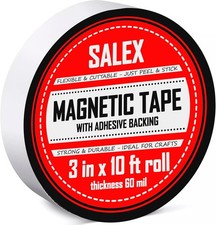 Magnetic Tape with Adhesive Backing 3 inch Wide - Thick 60 mil 3 in x 10 ft