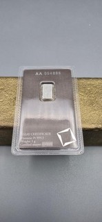Valcambi Mint 1 gram Platinum bar in New Assay card of 999.5 fine Platinum 1g