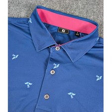 FootJoy Golf Polo Mens XL Blue Thistle Print Golf Performance w/Logo