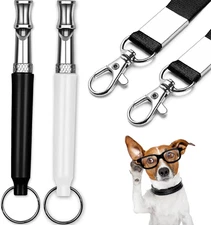 Adjustable Ultrasonic Dog Training Whistles 2-Pack – Stainless Steel with Straps