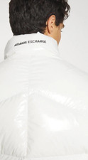 ARMANI EXCHANGE Glossy Down Puffer Jacket with Chevron Cuts