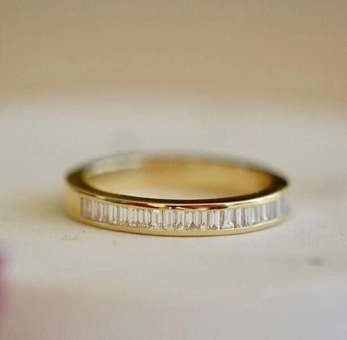 2.10Ct Baguette Lab-Created Diamond Eternity Wedding Band 14k Yellow Gold Plated