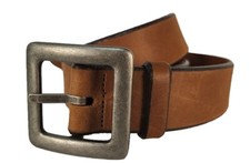 Leather Belt Brown Made in USA Lead Free Buckle Un-branded