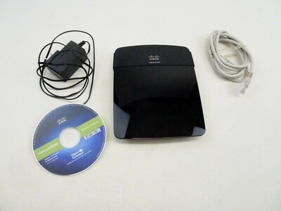 Cisco Lynksys E1200 Wireless N Router + AC Adapter+Cable+Software Disk Bundle