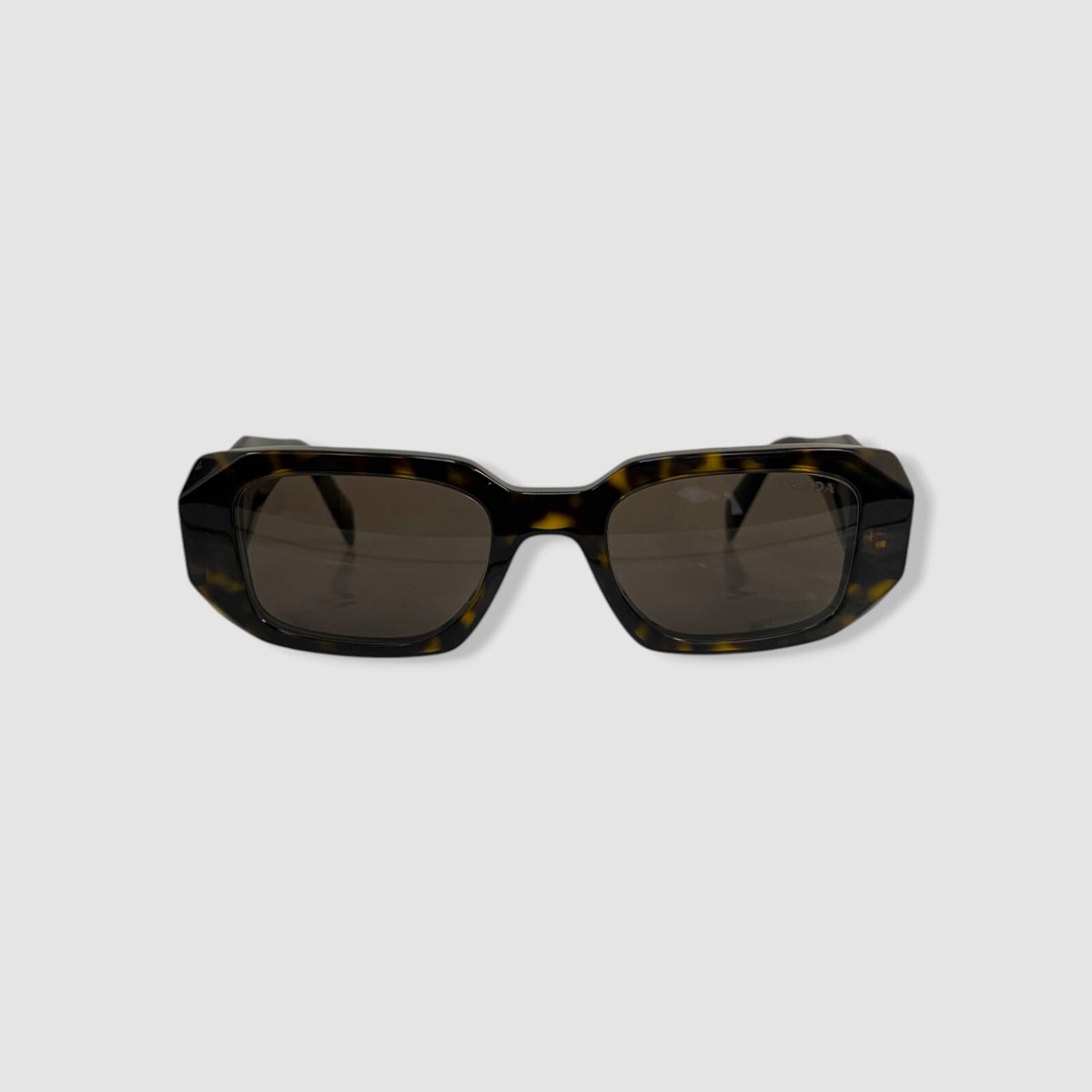 PRADA SPR17W Symbole サングラス 49D20 ブラック 美品 Prada SPR17W Women's Brown Black Symbole Rectangular Sunglasses 49