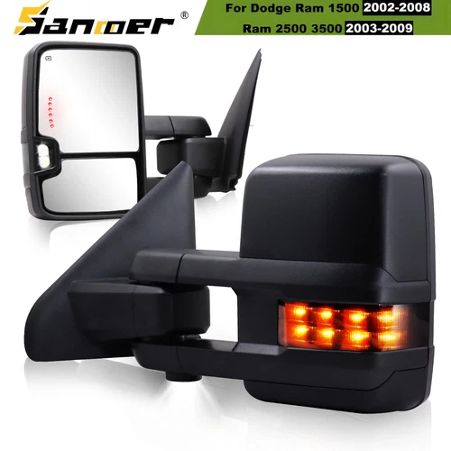 2PCS Power Heated Tow Mirrors w/ Led Signal For 02-09 Dodge Ram 1500 2500 3500