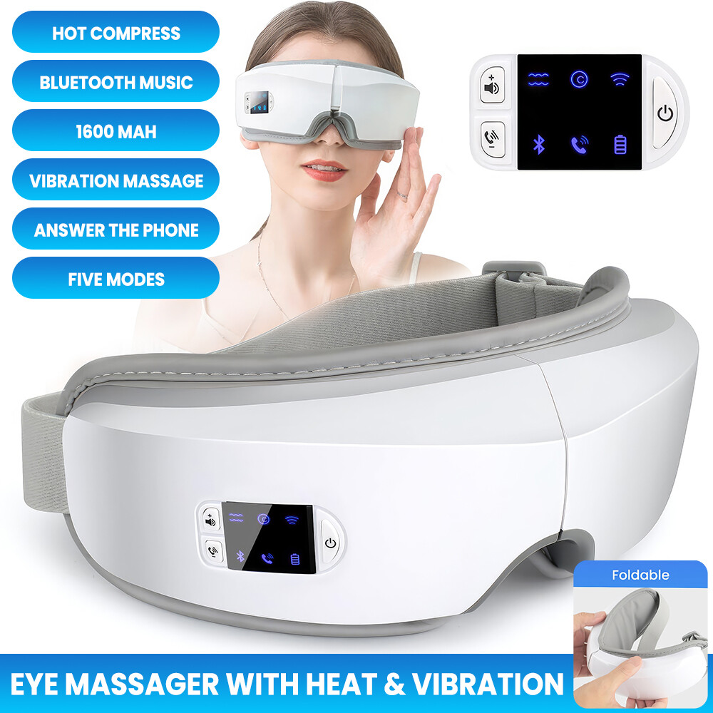 Rechargeable Bluetooth Eye Mask Massager with Heat Vibration and Compression-image