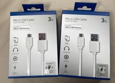 Micro USB Cable 3ft. Tangle Free Lot Of 2